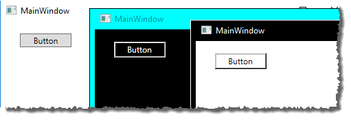 WPF-Fenster mit einer Schaltfläche in drei verschiedenen Designs