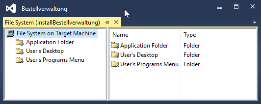 Der nach dem Erstellen des Setup-Projekts eingeblendete FileSystem-Editor.