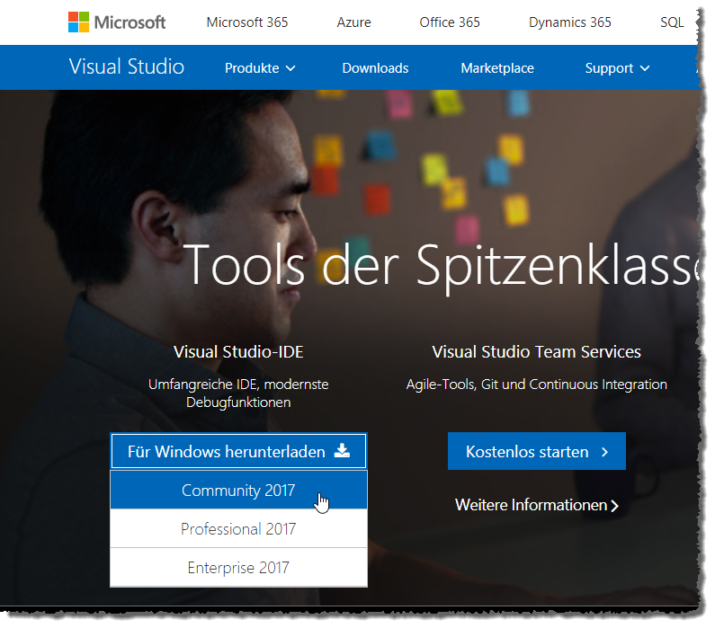 Download von Visual Studio 2017 Community