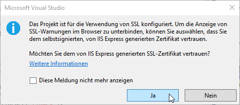 Hinweis auf die Verwendung von SSL