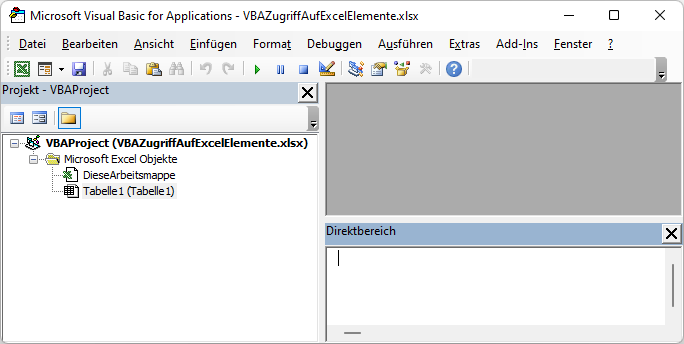 Der VBA-Editor für eine neue, leere Excel-Datei