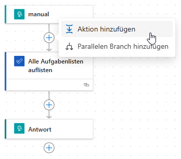 Hinzufügen einer Aktion