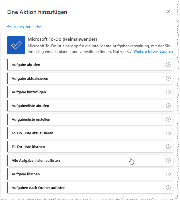 Alle Microsoft To-Do-Aktionen