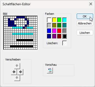 Editor zum Bearbeiten von Schaltflächensymbolen