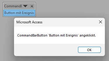 Menü mit CommandBarButton und Ereignis