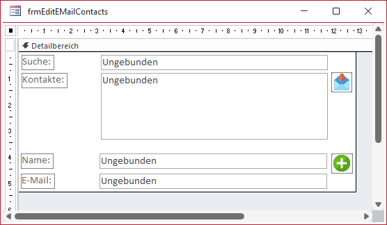 Das Formular frmEditEMailContacts im Entwurf