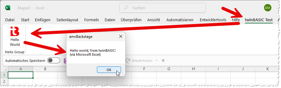 Die Funktion des neuen COM-Add-Ins ist nun direkt in der jeweiligen Office-Anwendung verfügbar.
