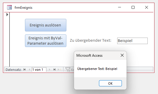Ereignis mit Übergabe eines Wertes per ByVal