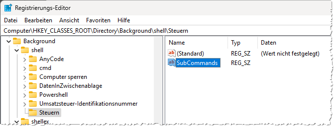 Umwandeln in ein Untermenü
