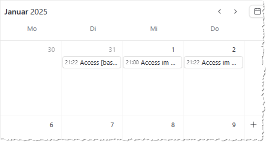 Anzeige der Daten in der Kalenderansicht