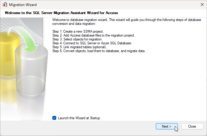 Start des SQL Server Migration Assistants