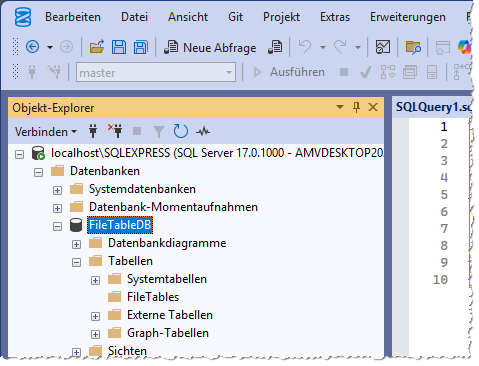 Die neue FileTable-Datenbank