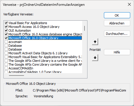 Verweis auf die Office-Bibliothek