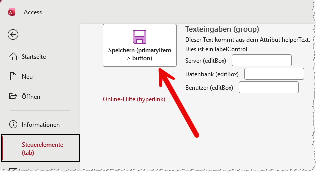 Ein Element im Bereich primaryItem